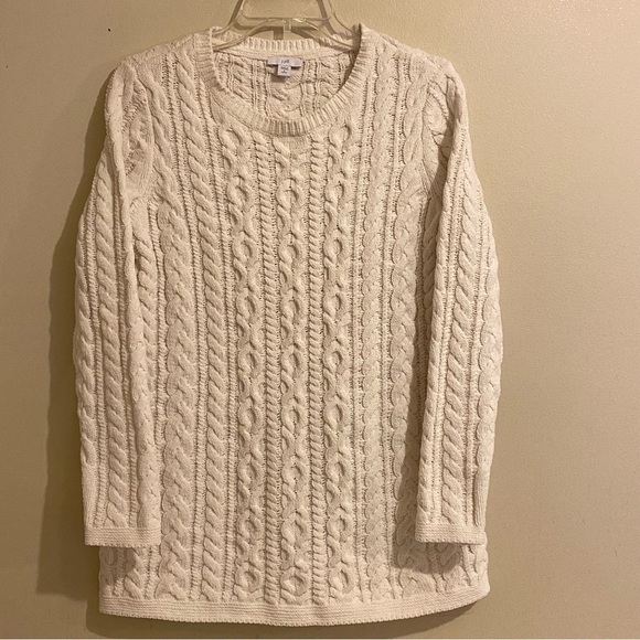 J. Jill Women’s Chunky Cable Knit Chenille Size Small Petite Ivory Sweater - Picture 1 of 10